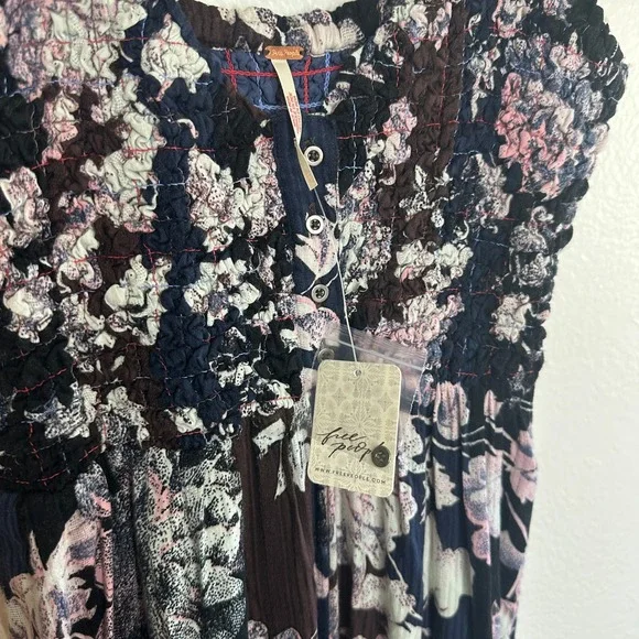 NWT Free People Melrose Wide Leg Jumpsuit Size XS Floral Print Smocked Waist - Picture 7 of 8